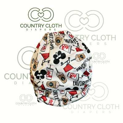cloth diaper with coffee and shopping carts
