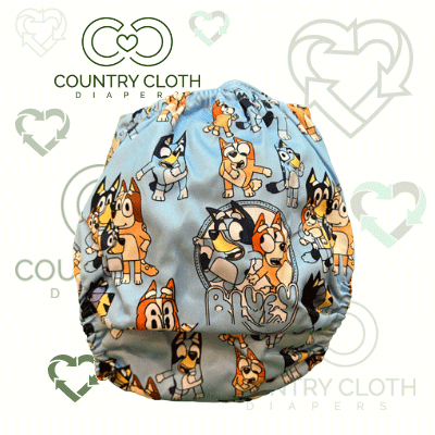 cloth diaper with blue dog
